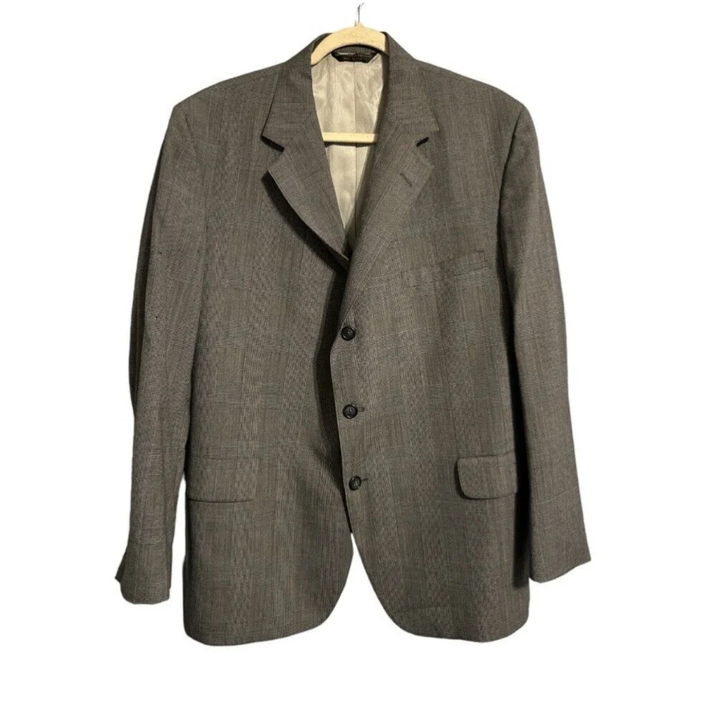 Huntington 3 Button Jacket Long Sleeve Blazer Jacket Size 44R Graph Houndstooth